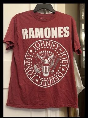 Ramones Graphic Tee in Burgundy with White Print